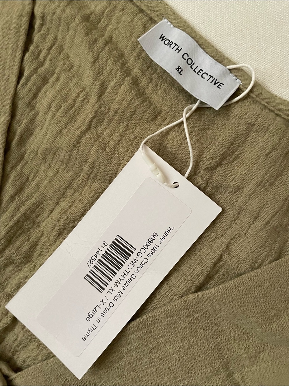 Worth Collective Cotton Gauze Lightweight Dress Green bohemian - Picture 10 of 15